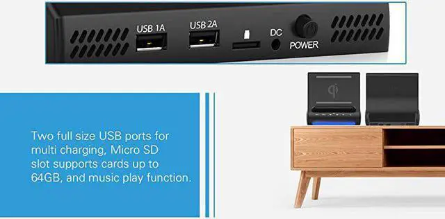 Alt view image 6 of 7 - Dockall D100 Qi Wireless Charger Bluetooth Premium Speakers Docking Station with Built in Mic Handsfree call 3 in 1 Station for iPhone and Samsung phone