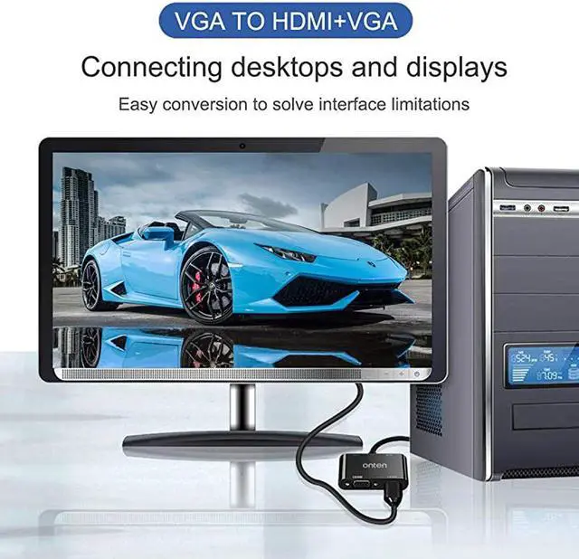 Alt view image 5 of 7 - VGA to HDMI VGA Adapter  VGA Splitter 1 VGA in HDMI VGA 2 Out VGA HDMI Interface Display at The Same time VGA to HDMI VGA Adapter for Computer Desktop Laptop PC Monitor Projector