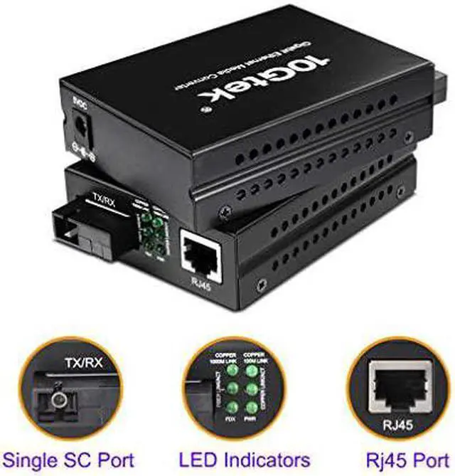 Alt view image 3 of 7 - SC Single Mode Gigabit Ethernet Media Converter 101001000M RJ45 to 1000M Single SC fibe Auto Sensing Gigabit or Fast Ethernet Speed 20km 1242 Miles 13101550nm1Pair