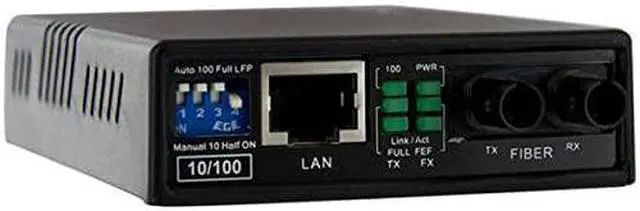 Alt view image 4 of 6 - com 10100 Mbps Ethernet to Fiber Optic Media Converter ST Multimode 1310nm 2km FullHalf Duplex MCM110ST2 Black