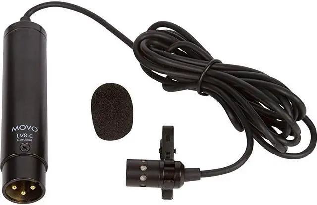 Alt view image 2 of 6 - LV8C BroadcastQuality XLR Lavalier Cardioid Condenser Wired Microphone with 12mm Mic Capsule for Accurate Voice Recording Kit Includes Lapel Clip Case and Windscreen