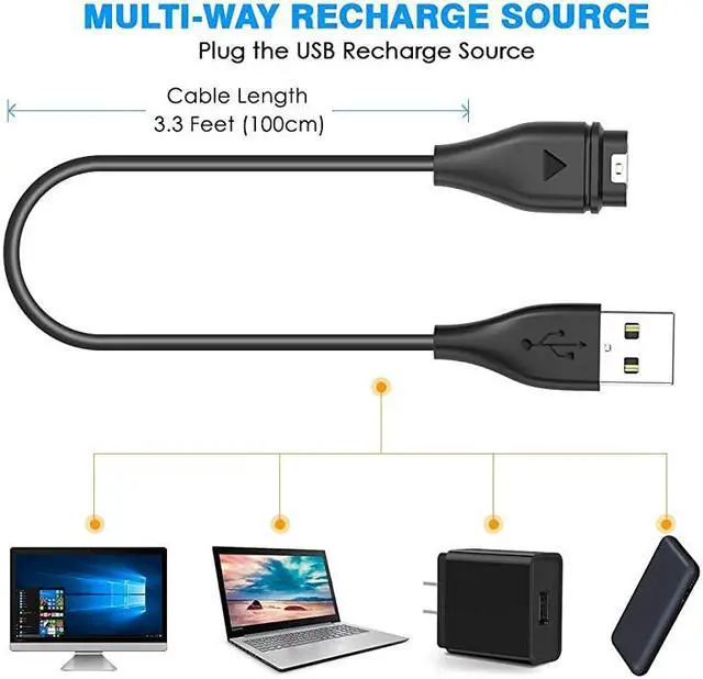 Alt view image 3 of 6 - Compatible with Garmin vivoactive 3 / Forerunner 745 / 45S / Swim 2 Charger,Replacement 3.3ft USB Charger Adapter Charge Cord Charging Cable for Garmin vivoactive 3 Forerunner 745 Smart Watch