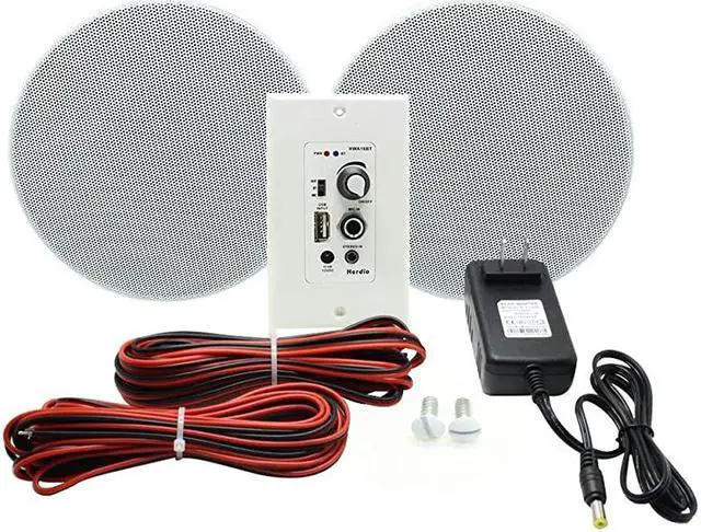 Alt view image 6 of 7 - Home Audio Package Wall Mount Audio Control Amplifier Receiver System and HCS418 in Ceiling Bathroom Kitchen Living Room Speakers A Pair