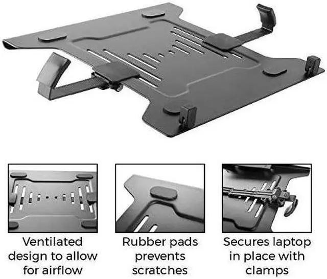 Alt view image 3 of 5 - Laptop Mount Tray for Monitor Arms and Stands Tray Only | Notebook Arm Mount Tray Fits 75 x 75 and 100 x 100 mm VESA Mount Holes | Fully Secures Laptop