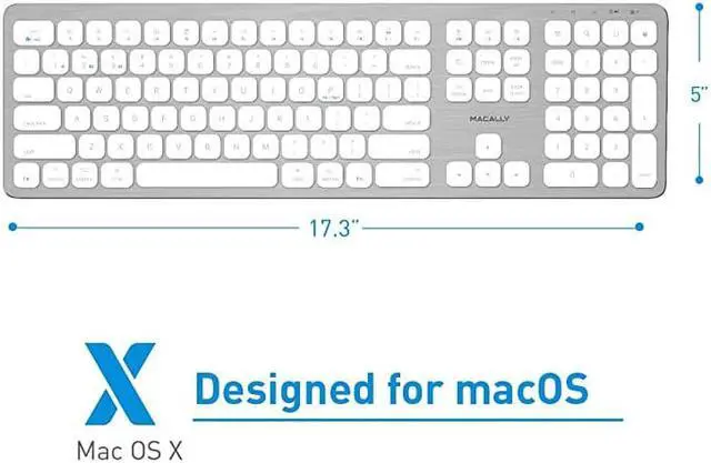 Alt view image 2 of 7 - Bluetooth Wireless Keyboard for Mac iMac Apple Mac Pro Mac Mini MacBook ProAir Laptop Rechargeable Slim FullSize Mac Wireless Keyboard BTWKEYMB