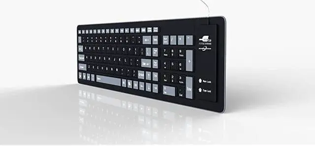 Alt view image 7 of 7 - Foldable Silicone Keyboard USB Wired Waterproof Rollup Keyboard for PC Notebook Laptop Black+Grey