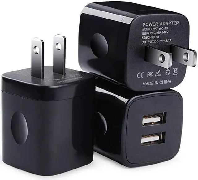 Main image of USB Wall Charger Charging Block  3Pack Dual Port 21A Wall Charger Brick Base Charging Cube Plug Phone Charger Box Compatible iPhone XS MaxXRX8766s iPad Samsung Galaxy S9 S8 S7 S6 LG