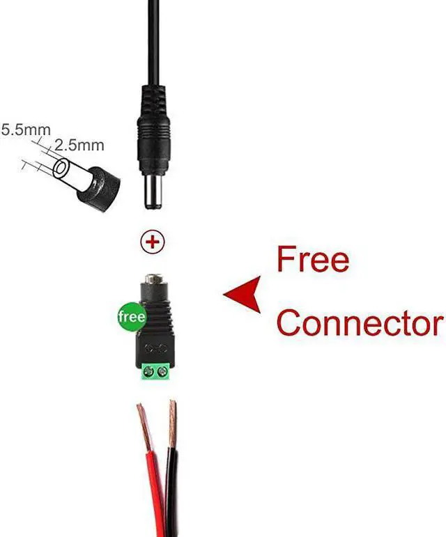 Alt view image 5 of 7 - DC 12V 4A 48W Power Supply AC 100240V 5060Hz to DC 12V ACDC Power Adapter with 55x25mm DC Plug + 55x21mm DC Female Jack Socket for 12V LED Strip Lights