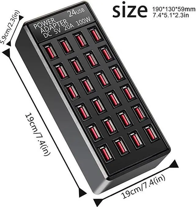 Alt view image 3 of 6 - 24(20A) Port USB Fast Charging Station,Travel Desktop USB Rapid Charger,Multi Ports Charging Station Organizer Compatible with Smartphones,Tables, and More Devices,fit School,mall,Hotel,Shop