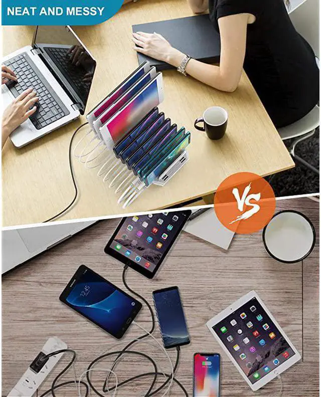 Alt view image 4 of 4 - USB C Charging Station 120W 10 Port Type C Charging Organizer for Multiple Devices iPhone Smartphones Tablets Supports 8 iPads Charging Simultaneously UL Certified