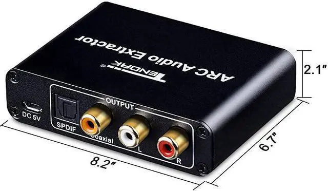 Alt view image 2 of 6 - HDMI ARC Adapter  ARC Audio Extractor with Digital Optical TOSLINK SPDIFCoaxial and Analog 35mm LR Stereo Audio Converter for HDTV Soundbar Speaker Amplifier