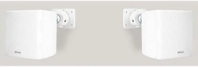 Alt view image 4 of 7 - Cube by  Pair of 35quot White Home Theater Wall Speakers+Swivel Brackets