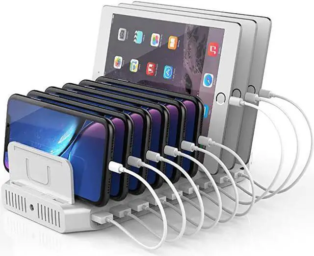 Main image of USB C Charging Station 120W 10 Port Type C Charging Organizer for Multiple Devices iPhone Smartphones Tablets Supports 8 iPads Charging Simultaneously UL Certified