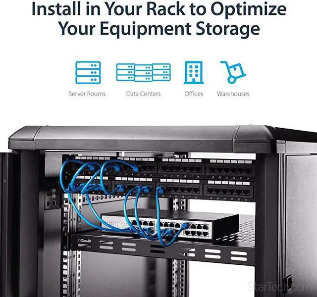 Alt view image 5 of 7 - com 1U Adjustable Vented Server Rack Mount Shelf 250lbs 195 to 38in Deep Universal Tray for 19quot AV Network Equipment Rack ADJSHELFHDVBlack