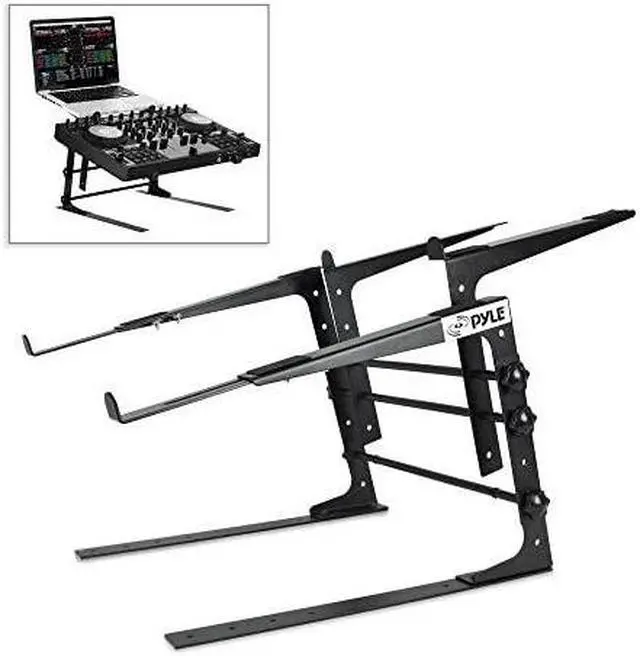 Main image of Portable Dual Laptop Stand Universal Standing Table with Adjustable Height Ergonomic Design AntiSlip Prongs for DJ Mixer Sound Equipment Workstation Gaming Home Use PLPTS38