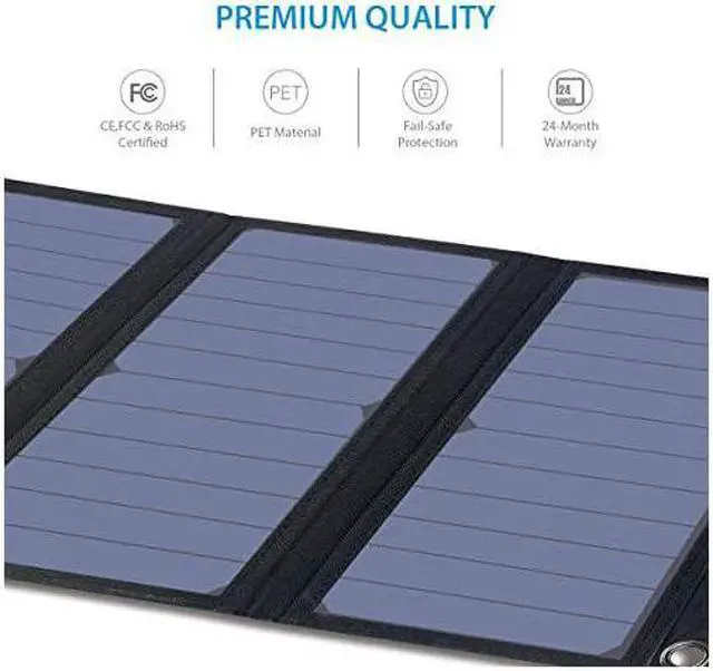 Alt view image 5 of 7 - Upgraded 3 USB Ports 28W Solar Charger5V48A Max Foldable Portable Solar Phone Charger with SunPower Solar Panel Compatible with iPhone 11XsXS MaxXRX87 iPad Samsung Galaxy LG etc
