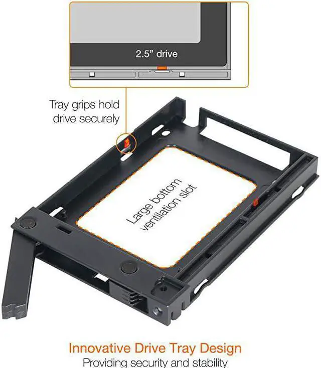 Alt view image 7 of 7 - Dual 2 x 2.5 HDD/SSD Drive Removable Mobile Rack Cage Sled Caddy for External 3.5” Bay. Comparable to Tray-Less Design - ExpressCage MB742SP-B