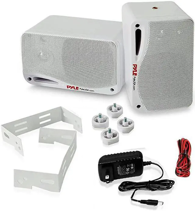 Alt view image 3 of 5 - Outdoor Waterproof Wireless Bluetooth Speaker 35 Inch Pair 3way Active Passive Weatherproof Wall Ceiling Mount Dual Speakers System w Heavy Duty Grill Patio Indoor Use  PDWR42WBT White