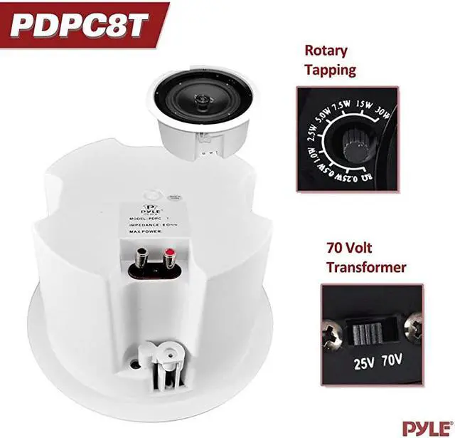 Alt view image 3 of 4 - Home PDPC8T InCeiling Enclosed Speaker System with Transformer