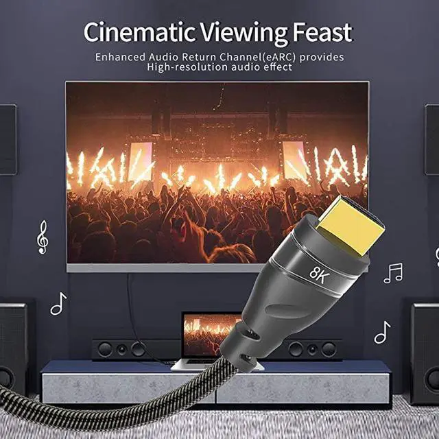 Alt view image 6 of 7 - HDMI 8K 2.1 Ultra HD Cable,8K@60Hz 4K@120Hz 48gbps Support HDCP 3D HDMI Cable for PS4 SetTop Box HDTVs Projectors 3m 9.9ft