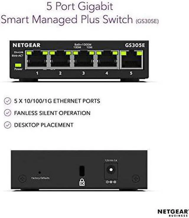 Alt view image 2 of 5 - 5Port Gigabit Smart Managed Plus Switch GS305E