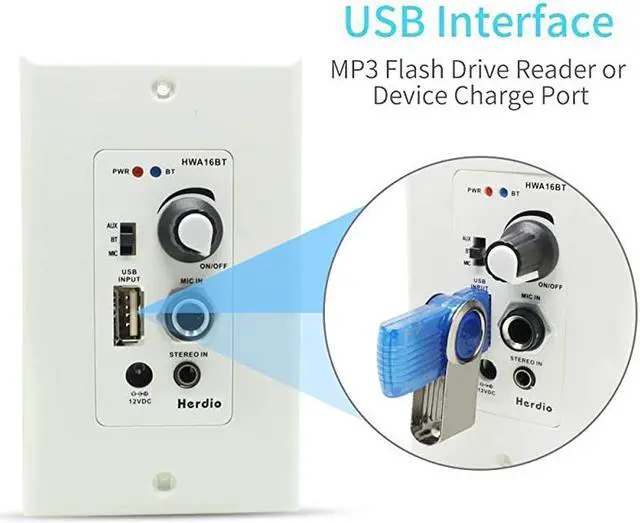 Alt view image 3 of 7 - Home Audio Package Wall Mount Audio Control Amplifier Receiver System and HCS418 in Ceiling Bathroom Kitchen Living Room Speakers A Pair