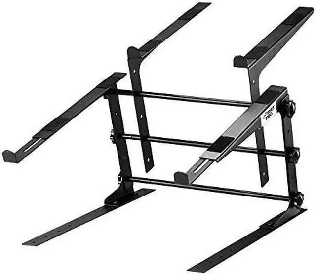 Alt view image 2 of 5 - Portable Dual Laptop Stand Universal Standing Table with Adjustable Height Ergonomic Design AntiSlip Prongs for DJ Mixer Sound Equipment Workstation Gaming Home Use PLPTS38