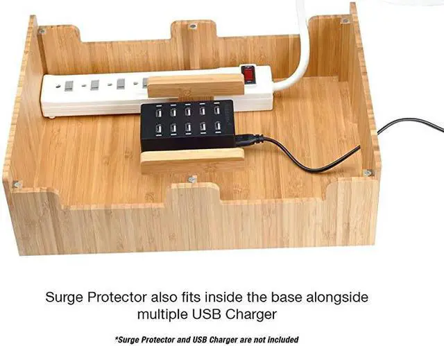 Alt view image 3 of 6 - Bamboo 10Port Charging Station amp Docking Organizer for Smartphones amp Tablets FamilySized for use in Corporate Offices amp Classrooms