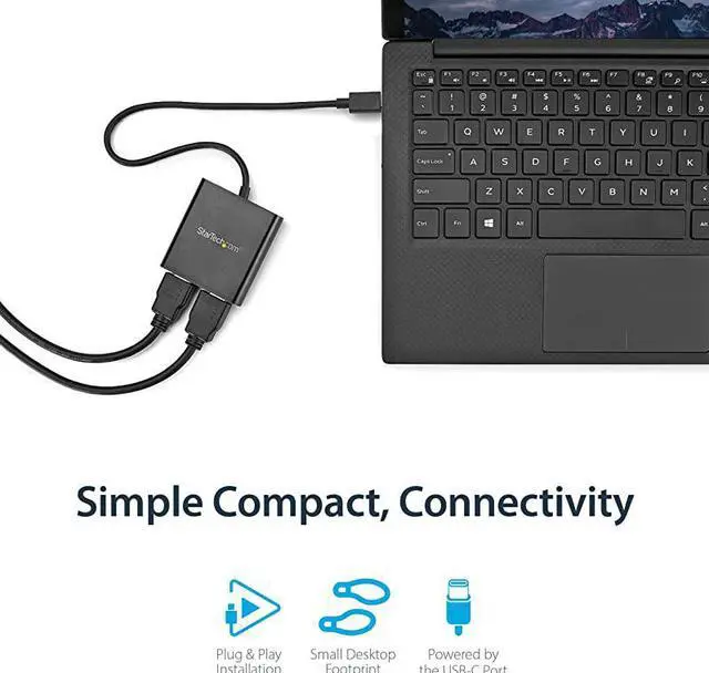 Alt view image 4 of 6 - com 2Port Multi Monitor Adapter USBC to 2x HDMI Video Splitter USB TypeC to HDMI MST Hub Dual 4K 30Hz or 1080p 60Hz Thunderbolt 3 Compatible Windows Only MSTCDP122HD