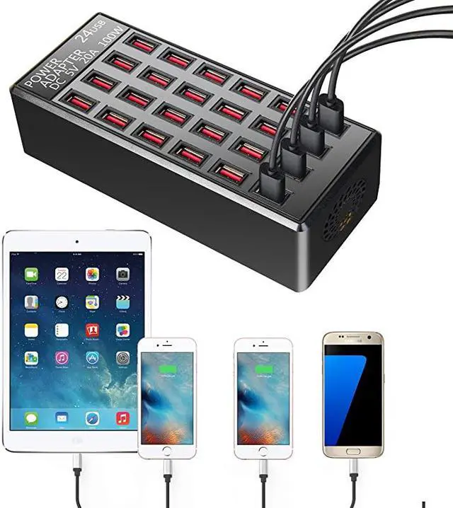 Alt view image 2 of 6 - 24(20A) Port USB Fast Charging Station,Travel Desktop USB Rapid Charger,Multi Ports Charging Station Organizer Compatible with Smartphones,Tables, and More Devices,fit School,mall,Hotel,Shop