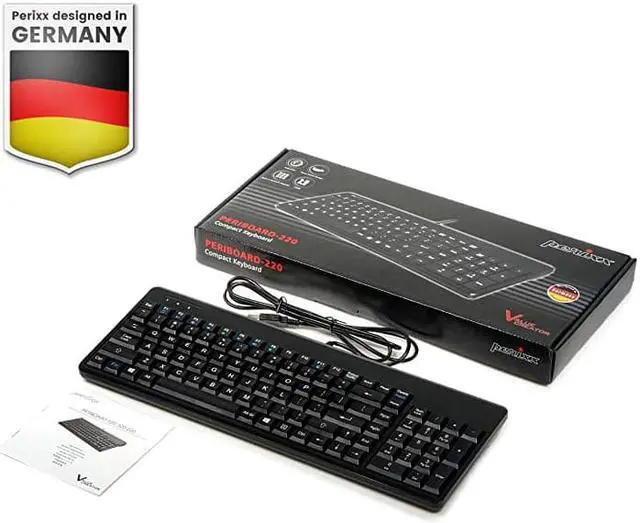 Alt view image 7 of 7 - PERIBOARD220H US Wired Compact USB Keyboard with 2 Hubs Buildin Numeric Keypad Black US English Layout
