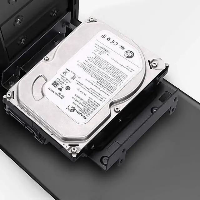 Alt view image 6 of 7 - 5.25 to 3.5 Drive Bay Adapter HDD SSD Mounting Bracket 5.25 inch to 2.5 or 3.5 Inch Internal Hard Disk Drive Mounting Kit with Screws and Shock Absorption Rubber Washer- Black