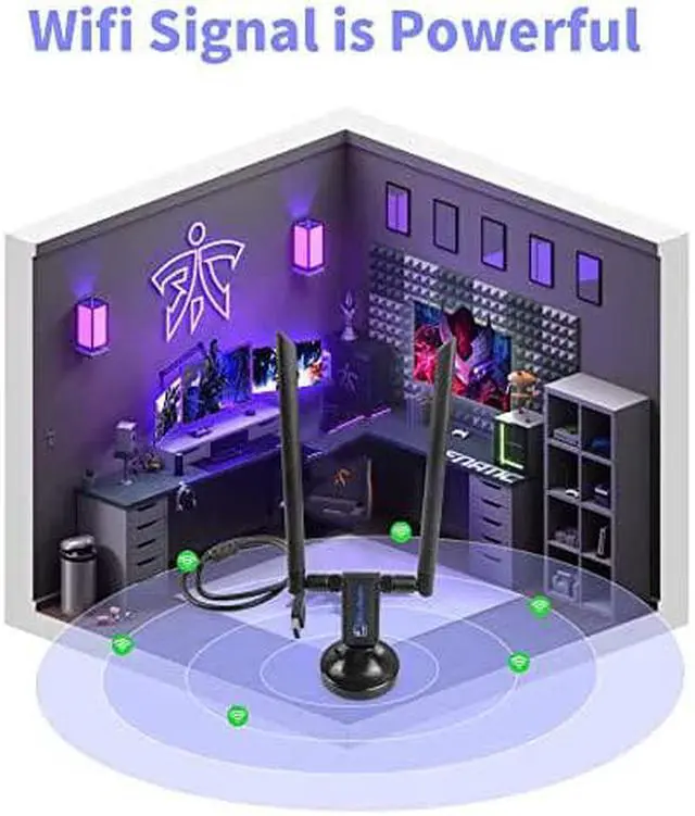Alt view image 6 of 7 - USB Wifi Adapter 1900Mbps for PC Games w2x 5dBi External DualBand Antennas58GHz1300Mbps+24GHz600MbpsUSB 30 Cradle for Desktop Laptop PC Windows 108187XPMACUpgrade with 4 PA