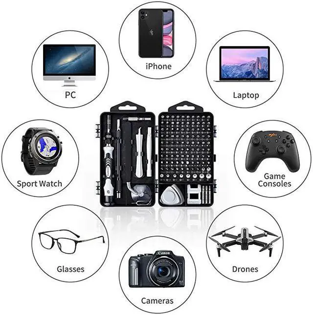 Alt view image 6 of 7 - Repair Kit, 122 in 1 Magnetic Laptop Screwdriver Kit, Precision Screwdriver Set, Small Impact Screw Driver Set with Case for , Laptop, PC, for iPhone, Watch, Ps4 DIY Hand Tools -Grey