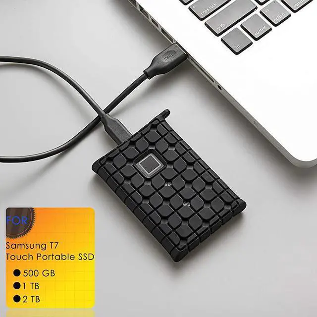 Alt view image 2 of 7 - Travel Case for Samsung T7 Touch Portable SSD w/Hook, 2 Pc Samsung T7 Portable External Solid State Drives (500G 1T 2T) Protective Storage Silicone Case, Anti-Scratch, Shockproof, Ultra-Thin