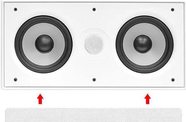 Alt view image 2 of 4 - Ceiling Wall Mount Enclosed Speaker - 300 Watt Stereo In-wall / In-ceiling Flush Mounted Sound Speaker System W/ Dual 5.25" Long Throw Woofers, 1" Tweeter, 8 Ohm Impedance -  PDIWCS56 (White)