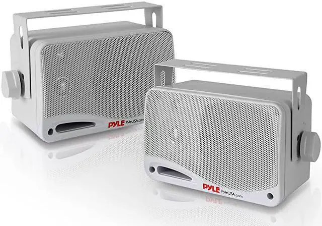 Main image of Outdoor Waterproof Wireless Bluetooth Speaker 35 Inch Pair 3way Active Passive Weatherproof Wall Ceiling Mount Dual Speakers System w Heavy Duty Grill Patio Indoor Use  PDWR42WBT White