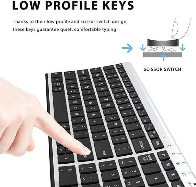Alt view image 4 of 7 - BK10 Bluetooth Keyboard Multi Device Keyboard Rechargeable Bluetooth 51 with Number Pad Ergonomic Design Full Size Stable Connection Keyboard for iPad iPhone Mac iOS Android Windows