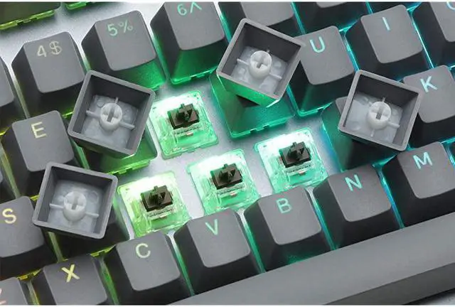 Alt view image 7 of 7 - CTRL Mechanical Keyboard Tenkeyless TKL 87 Key Gaming Keyboard HotSwap Switches Programmable Macros RGB LED Backlighting USBC Doubleshot PBT Aluminum Frame Halo Clear