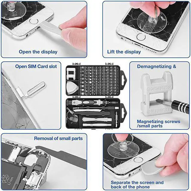 Alt view image 6 of 7 - Mini Precision Screwdriver Set, 118 in 1 Magnetic Screwdriver Bit Kit, Multi-Function Stainless Steel Professional Repair Tool Kit for Phone, Laptop, PC, Glasses, Electronics, and More -Black