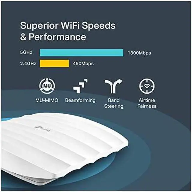 Alt view image 2 of 6 - Omada AC1750 Gigabit Ceiling Mount Wireless Access Point | Business Mesh WiFi Solution | MUMIMO Seamless Roaming | PoE Powered | SDN Cloud Access Omada app for Easy Management EAP245