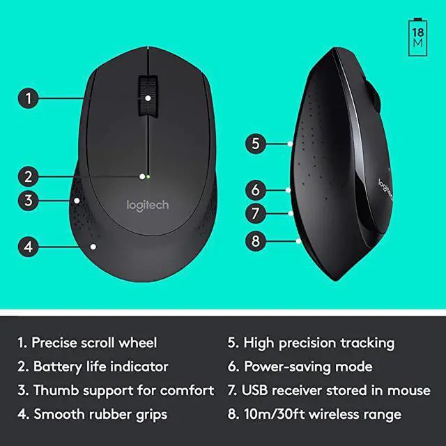 Alt view image 7 of 7 - MK345 Wireless Combo FullSized Keyboard with Palm Rest and Comfortable RightHanded Mouse Black