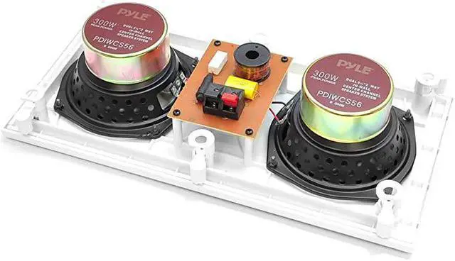 Main image of Ceiling Wall Mount Enclosed Speaker - 300 Watt Stereo In-wall / In-ceiling Flush Mounted Sound Speaker System W/ Dual 5.25" Long Throw Woofers, 1" Tweeter, 8 Ohm Impedance -  PDIWCS56 (White)
