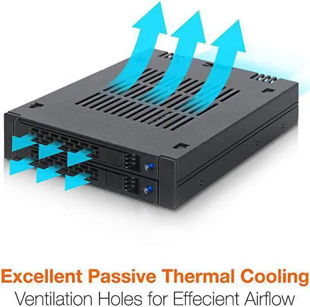 Alt view image 3 of 7 - Dual 2 x 2.5 HDD/SSD Drive Removable Mobile Rack Cage Sled Caddy for External 3.5” Bay. Comparable to Tray-Less Design - ExpressCage MB742SP-B