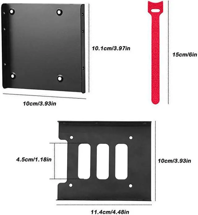 Alt view image 7 of 7 - 4 Pack SSD Mounting Bracket Kit 2.5" to 3.5" Drive Bay, Metal Mounting Bracket Adapter Hard Drive Holder with 10 Assorted Colors Reusable Cord Organizer