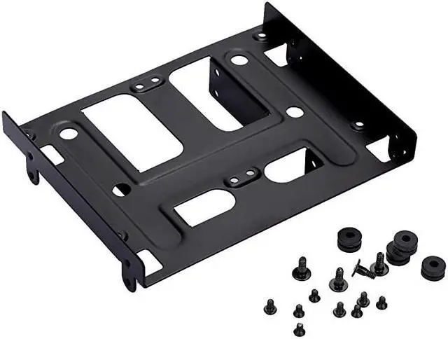Main image of 5.25 to 3.5 Drive Bay Adapter HDD SSD Mounting Bracket 5.25 inch to 2.5 or 3.5 Inch Internal Hard Disk Drive Mounting Kit with Screws and Shock Absorption Rubber Washer- Black