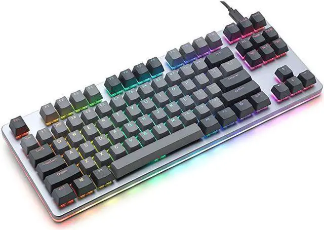 Alt view image 2 of 7 - CTRL Mechanical Keyboard Tenkeyless TKL 87 Key Gaming Keyboard HotSwap Switches Programmable Macros RGB LED Backlighting USBC Doubleshot PBT Aluminum Frame Halo Clear