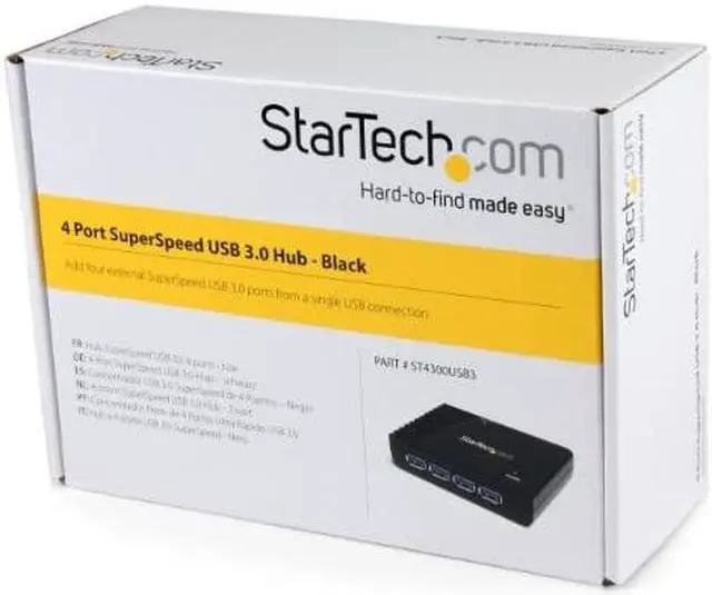 Alt view image 4 of 5 - com 4Port USB 30 SuperSpeed Hub with Power Adapter Portable Multiport USBA Dock IT Pro USB Port Expansion Hub for PCMac ST4300USB3Black