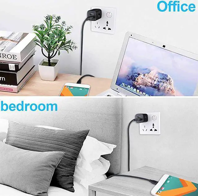 Alt view image 6 of 7 - Wall Charger3Pack 21A5V Dual Port Cubes Power Adapter Charger Plug Charging Block Compatible for iPhone11ProXsXRX8766s PlusSamsung Galaxy S10S9Note1098LG G8MotoGoogle Black