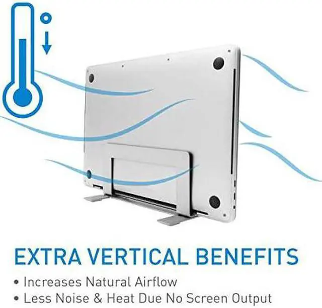 Alt view image 7 of 7 - Vertical Laptop Stand for Desk Adjustable Laptop Holder for Universal Compatibility Saves Space Improves Device Airflow Use as MacBook Stand or Laptop Dock Weighted Steel Frame